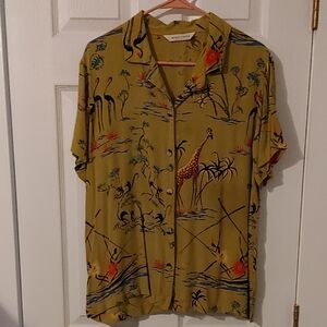 Vintage Melrose Studio Button-Up Shirt Olive Green Mens LG Women's XL Unisex